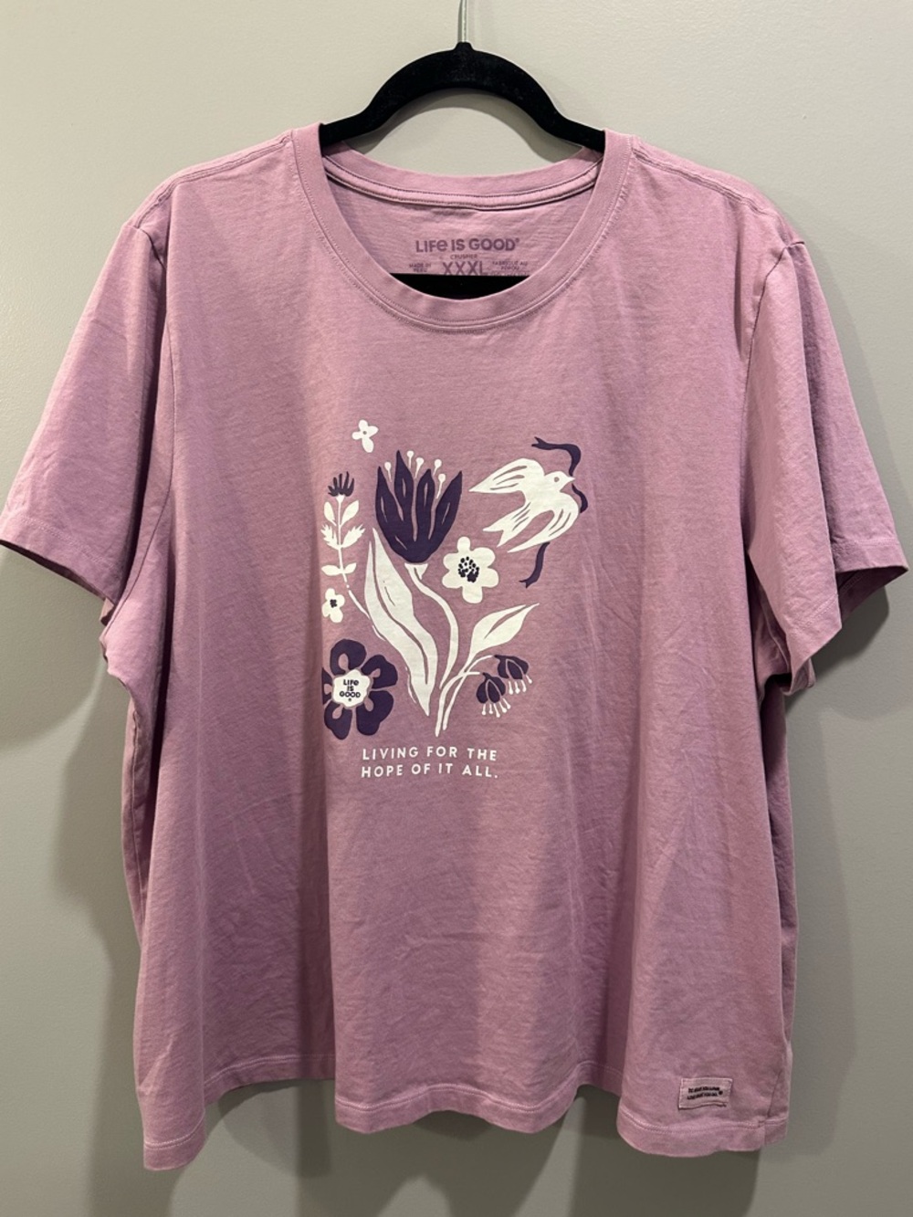 Life Is Good Living For Hope Crusher Tee Size XXXL Purple